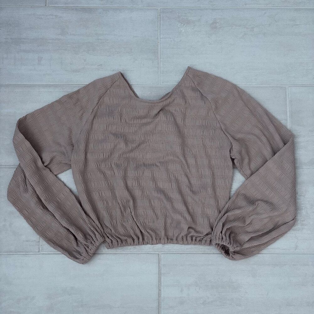 Sincerely Jules Blush Pink Open Back Crop Top Bubble Sleeve Elastic Waist XS